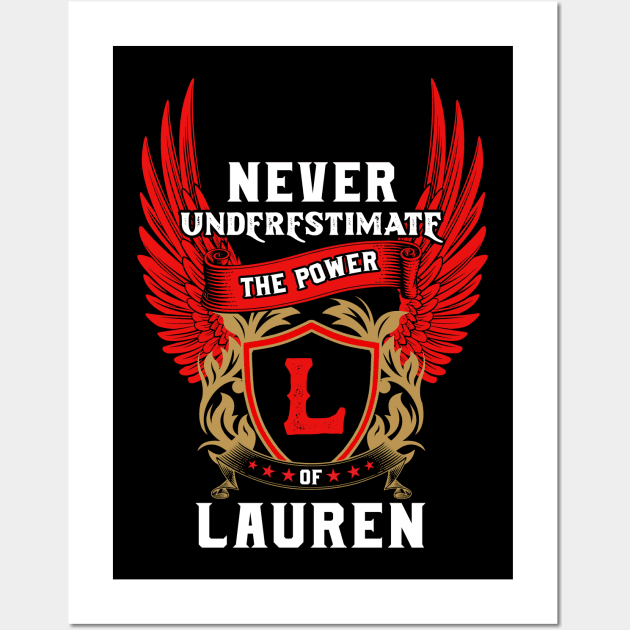 Never Underestimate The Power Lauren - Lauren First Name Tshirt Funny Gifts Wall Art by dmitriytewzir